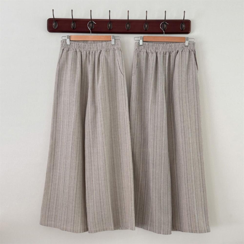 New Arrivals Open Run Women Linen Stripe Wide Pants