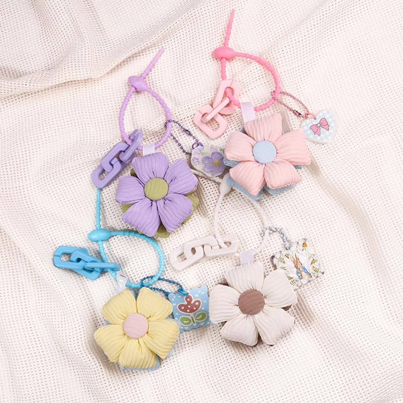 Lovely Fabric Lanyard Flower Keychain Cute Backpack Ornaments Pendant Keyring Lanyard Strap For Phone Chain Phone Accessories