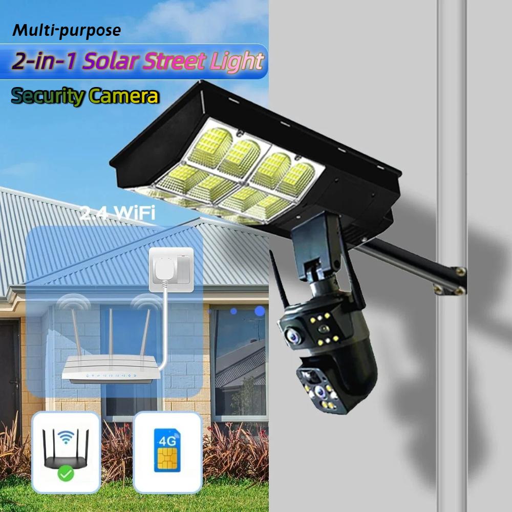 2-in-1 Solar Street Light, Courtyard Lighting, Multi-purpose Security Camera & Wall Lamp, Automatic Solar Charging Surveillance