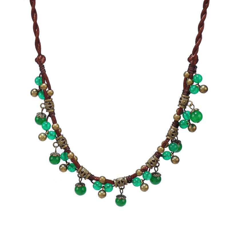 Handmade Bohemian Short Agate Necklace Women's Retro Temperament Clavicle Chain Fruit Fringed Pendant Accessories