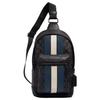 Borsa a tracolla in pelle a blocchi di colore stampato a righe bianche e blu West 20 Uomo tracolla Carbone Multicolore 2999-QBOH0
