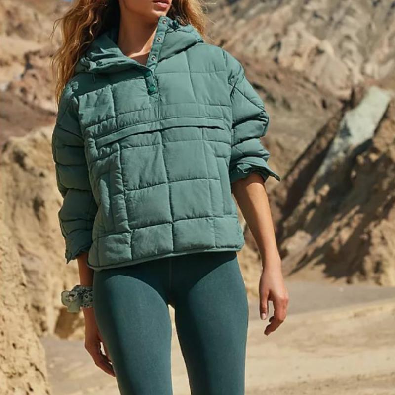 Damen Herbst und Winter Einfarbig Langarm Locker Lässig Kapuzenjacke Outdoor Sportjacke