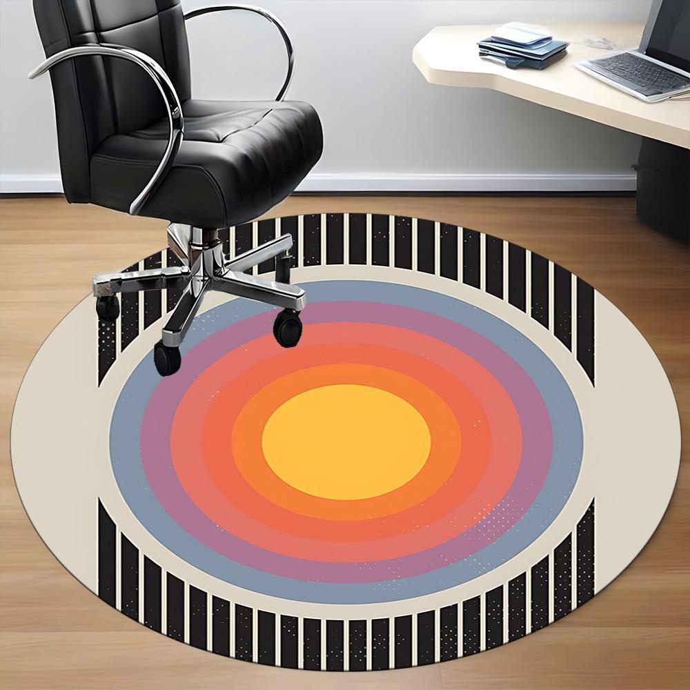 1pc Sunburst Gradient Office Round Area Rug, Indoor Mat Suitable For Office, Under Office Chairs Bedroom Living Room Home Decor, Room Deco