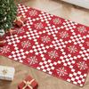 Weihnachts-Bereichsteppich Rot Schneeflocke Feiertag Wohnzimmer Schlafzimmer Teppich für Küche Eingangsbereich Esszimmer Badezimmer Heimdekorativ
