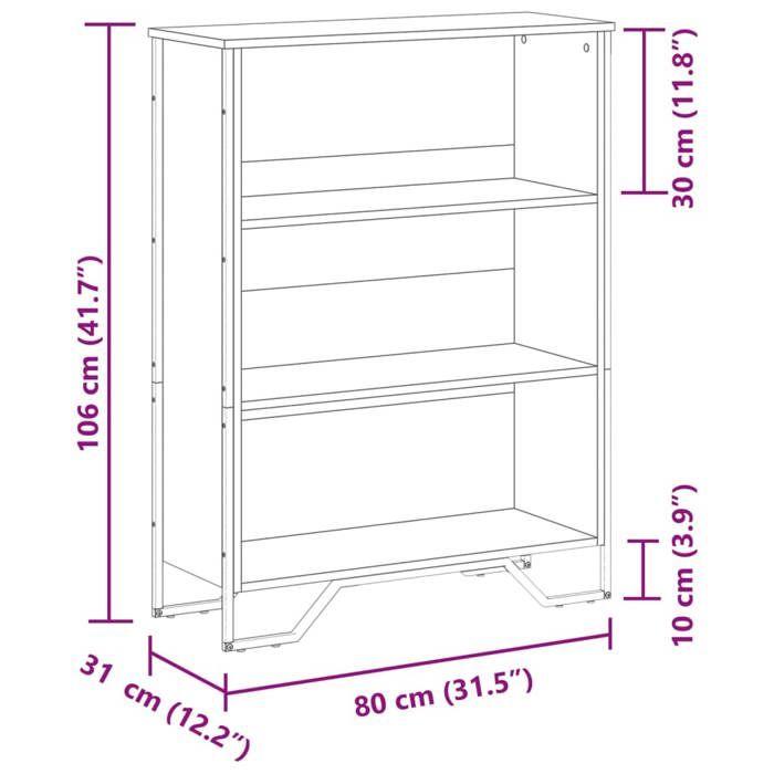 VidaXL Bibliothèque noir 80x31x106 cm bois d'ingénierie, étagère, étagère à livres, étagère de rangement, armoire de 848624