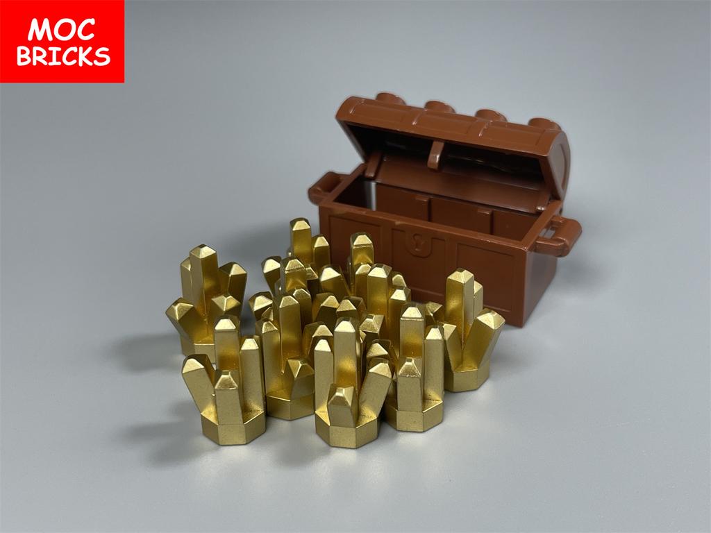 MOC Bricks Treasure Box Money Gold Coin Gem Precious Stone Building Blocks Educational Assembled Parts Toys For Kids Gift