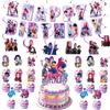 KPOP Dämonenjäger Mädchen Geburtstag Dekoration Set: Banner, Kuchendekorationen & Hängende Dekorationen
