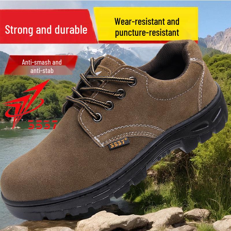 Jihua 3537 Men s Steel Toe Cap Work Shoes - Anti-smash, Anti-puncture, Anti-slip, Lightweight, Odor-resistant, Comfortable for All Seasons. 38