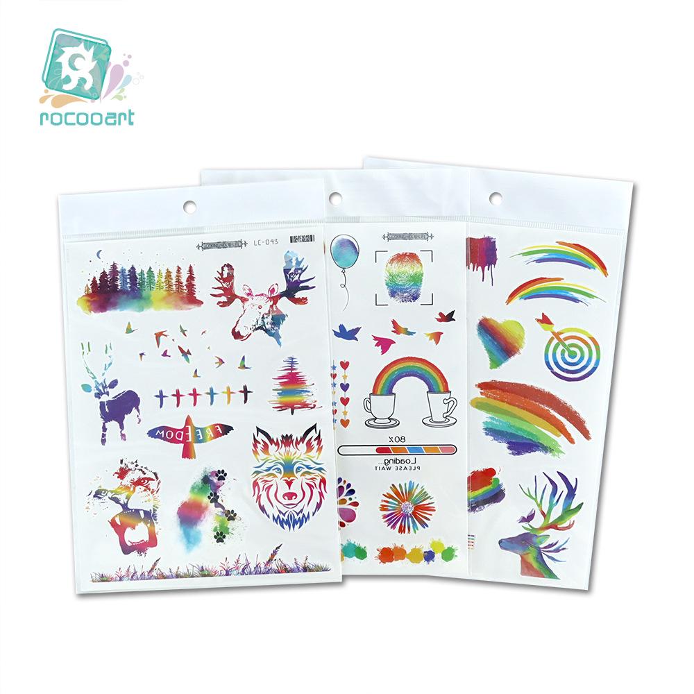 Proud Day Waterproof Rainbow Sports & Camouflage Tattoo Stickers for Arm and Face