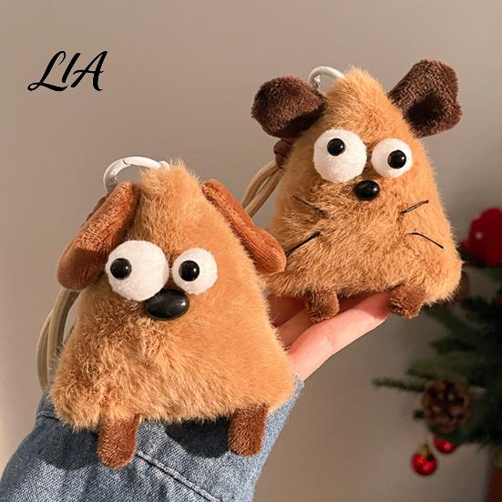 Flauschiges Cartoon-Hängeornament Niedlicher Tier-Plüsch-Schlüsselanhänger mit großen Augen, Dreieckiges Monster-Anhänger für Plüsch-Schlüsselanhänger Kinderrucksack, Weicher Taschenanhänger,