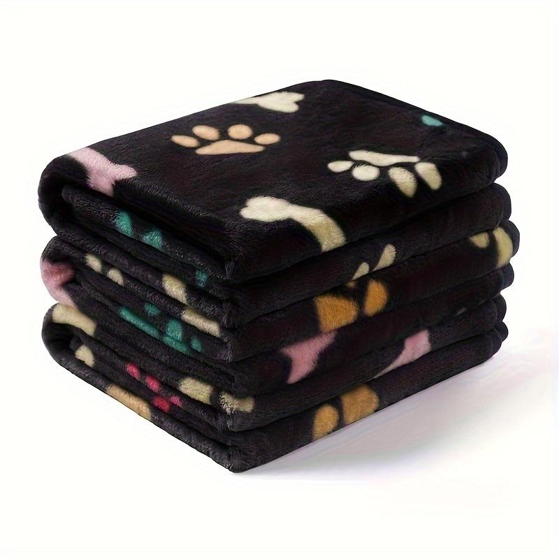 1-Pack Ultra-Soft Flannel Pet Blanket with Bone & Paw Print Pattern - Machine Washable, Cozy Comfort for Small To Large Dogs