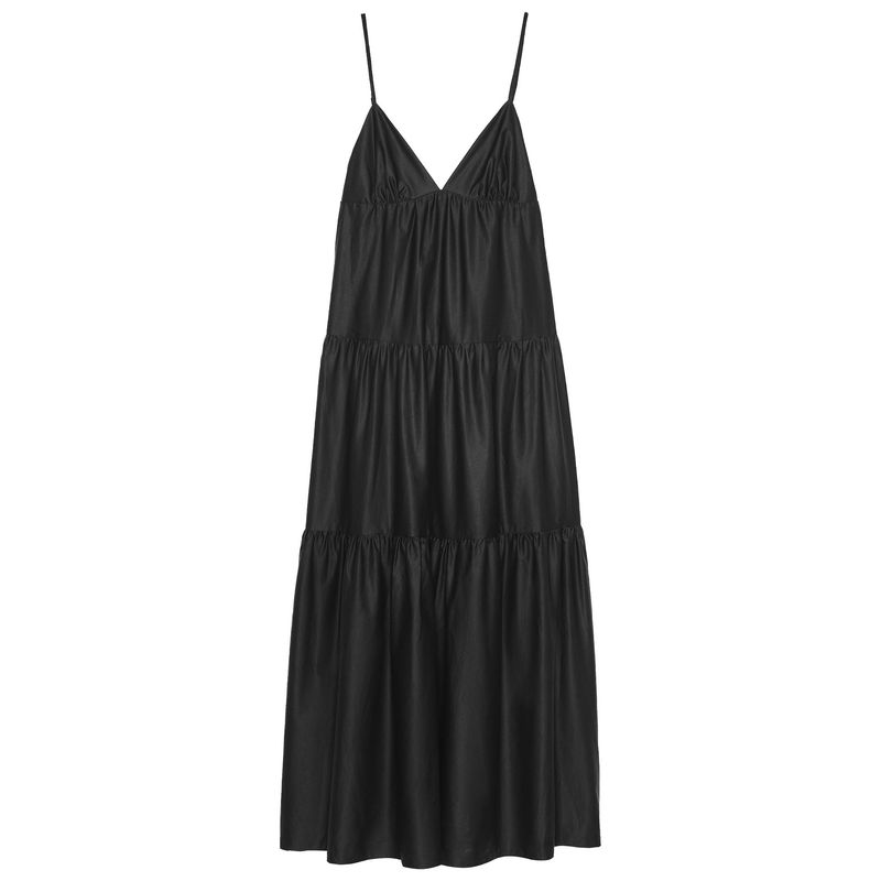 

Zaprha 2025 Summer New Hepburn Style Black Patchwork Midi V-neck Sling Dress 4772215 Black L