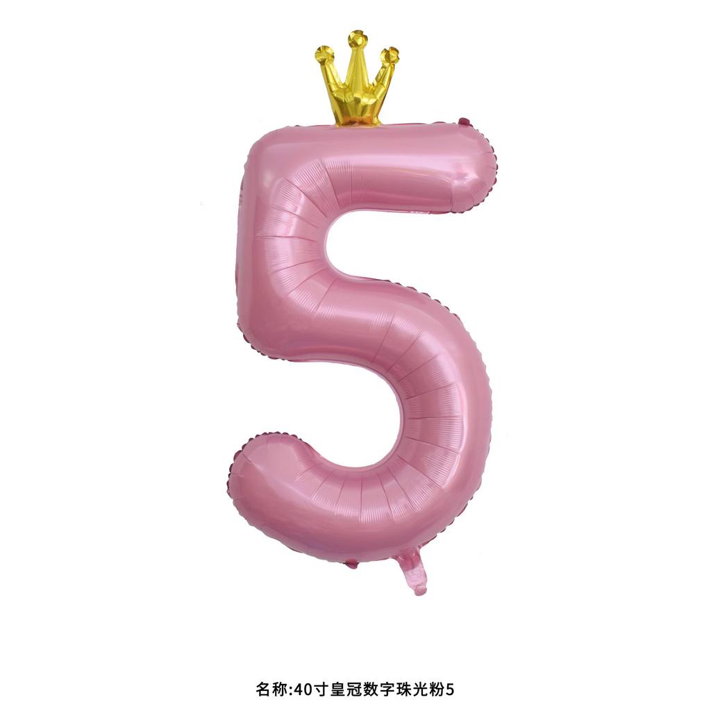 42-Inch Large Pink Crown Aluminum Film Digital Balloon Children'S 1St Birthday Party Decoration Photo Props