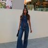 2024 Women's Sleeveless Irregular Denim Vest - European & American Style, Solid Color Fashion