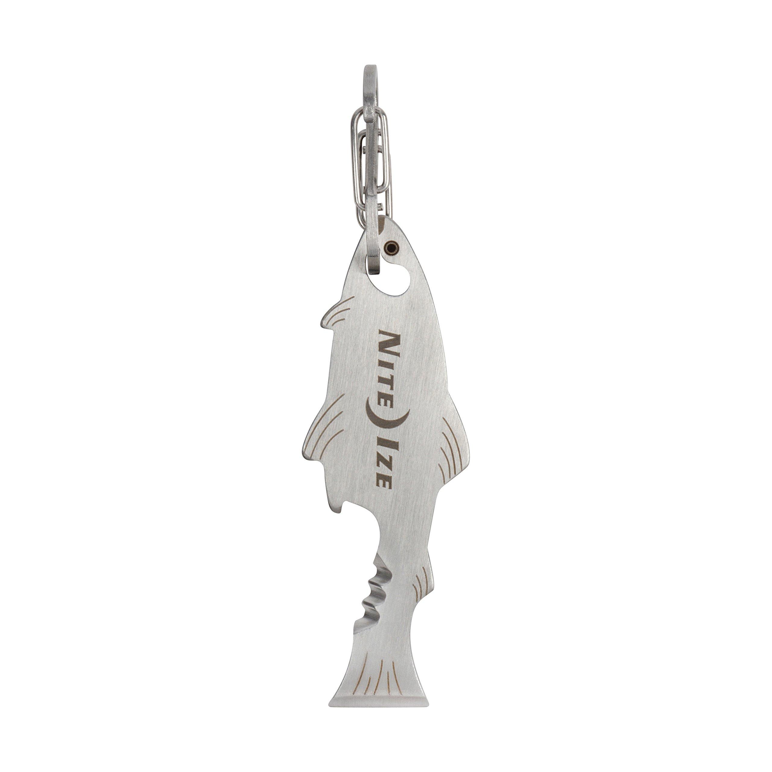 Nite Ize Doohickey Fish Ключевой Инструмент Мультитул с Маленькой Бутылкой Серебристый Мультитул, S-образный Карабин, Брелок, Открывалка, Отвертка,