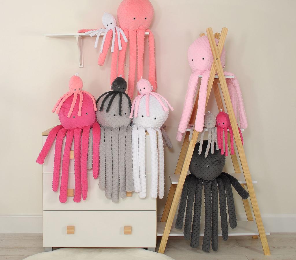 Polpo con sonaglio peluche per bambini - fucsia