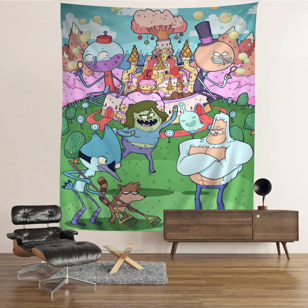 RRegular Cartoon Show Printed Large Wall Tapestry Hanging Tarot Hippie Wall Rugs Dorm Home Decor