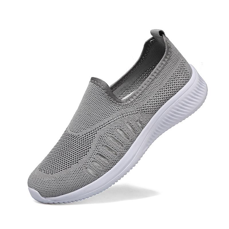

Весенне-летняя новая обувь для пожилых людей, мужская и женская, для пар, обувь для ходьбы для среднего возраста, на мягкой подошве, из летящей ткани, обувь для мамы, дышащая сетчатая обувь 36 серый