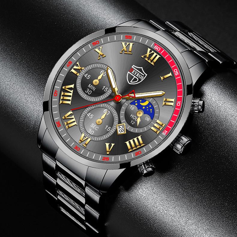 Watch Three-Piece Men'S Accessories Watch Ring Necklace Bracelet Men'S Quartz Watch