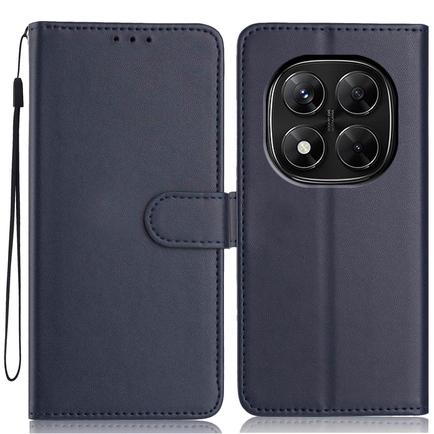 

For Xiaomi Redmi Note 14 Pro 5G/14 Pro+ 5G Wallet Case with Strap/Multiple Card Slots Solid Color Leather Stand Phone Cover