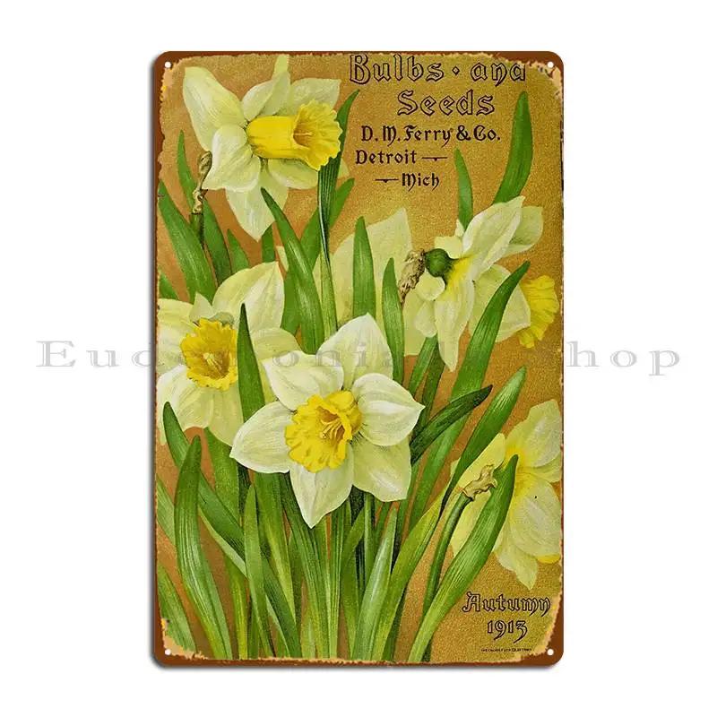 Vintage Daffodils Metal Signs Club Custom Pub Mural Designing Wall Mural Tin Sign Poster