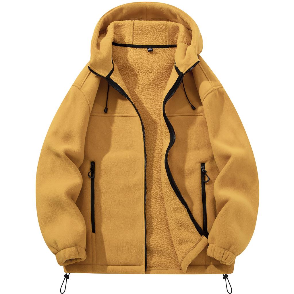 Large size autumn and winter new men's outdoor warm fleece jacket hooded jacket