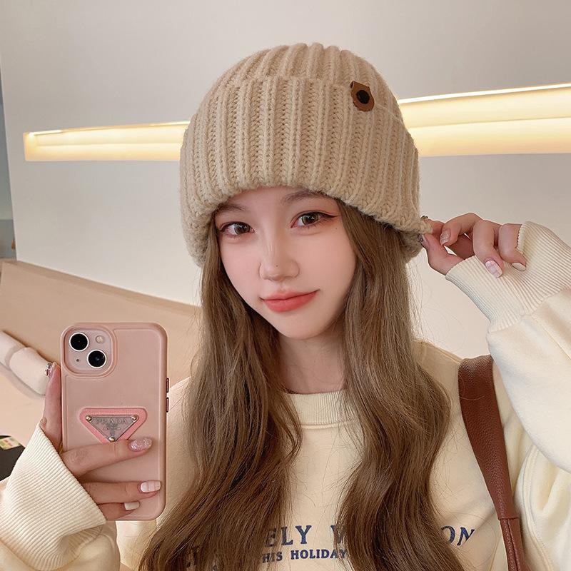 Autumn and Winter Warm and Ear Protecting Cold Hat Large Head Circumference Face Showing Small Knitted Hat Simple and Versatile Pullover Woolen Hat