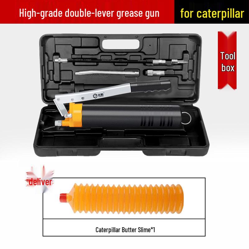 Caterpillar Dual-Use Manual High-Pressure Grease Gun with Four-Gear Locking Pliers and Flat Head
