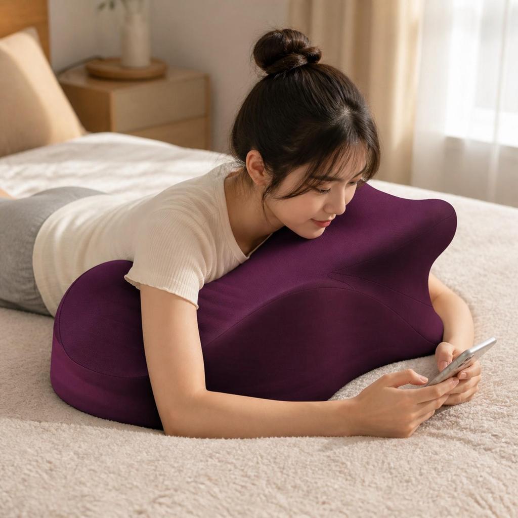 Contoured Support Supportive Reading Pillow Ergonomic for Phone Use, Bed