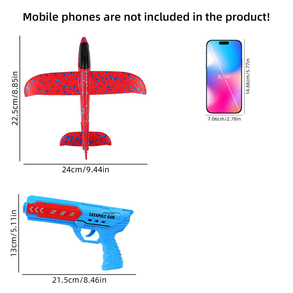 Children'S Outdoor Ejection Foam Aircraft Flying Hand Throwing Glider Gun One Button Flying Toy