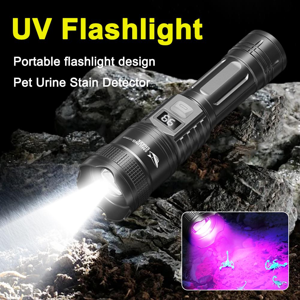 High Strong Power Led FlashlightsTactical Torch With Display Light USB Charging Outdoor Camping Fishing Emergency Zoom Lantern