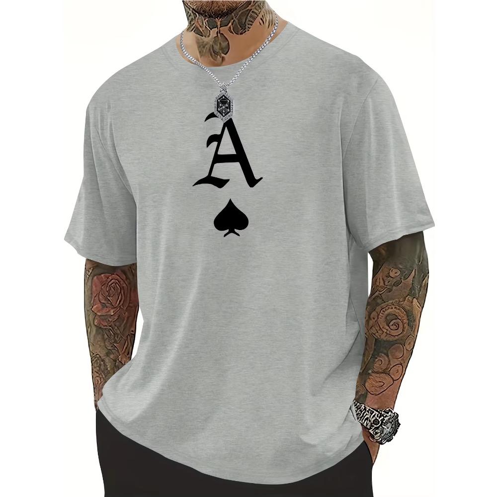 Ace Of Spades Print T Shirt, Tees For Men, Casual Short Sleeve T-shirt For Summer