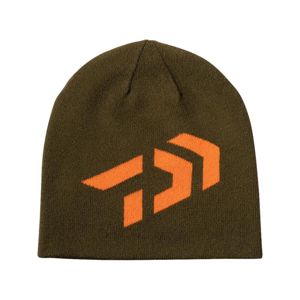 DAIWA Fishing Cap, Reversible Beanie Cap, Khaki x Orange, One Size Fits All, DC-9721W