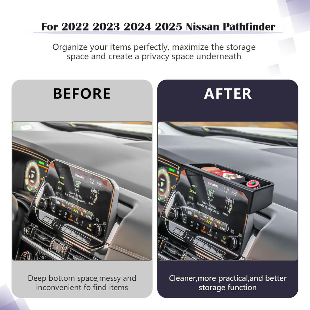 For 2025 2025 2025 2025 Nissan Pathfinder Dashboard Storage Organizer Center Console Behind Screen  9-inch Touchscreen Dash Tray