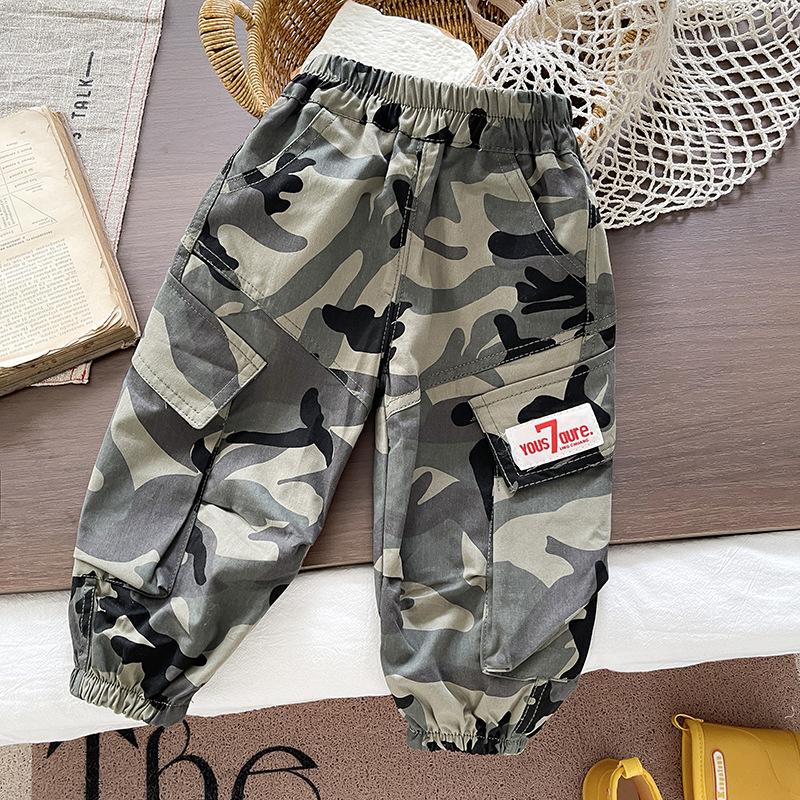 Boys Camouflage Cargo Pants for Spring Autumn Comfortable Trendy Kids Trousers 80