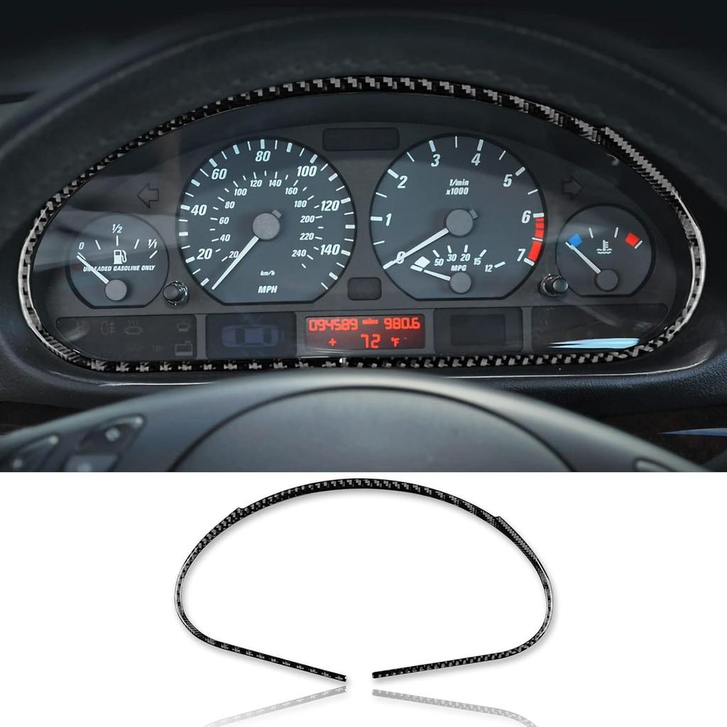 Carbon Fiber for BMW E46 1998-2006 Gear Shift Warning Button & Cup Holder Trim – Black Carbon Fiber Interior Panel Deco Cover.