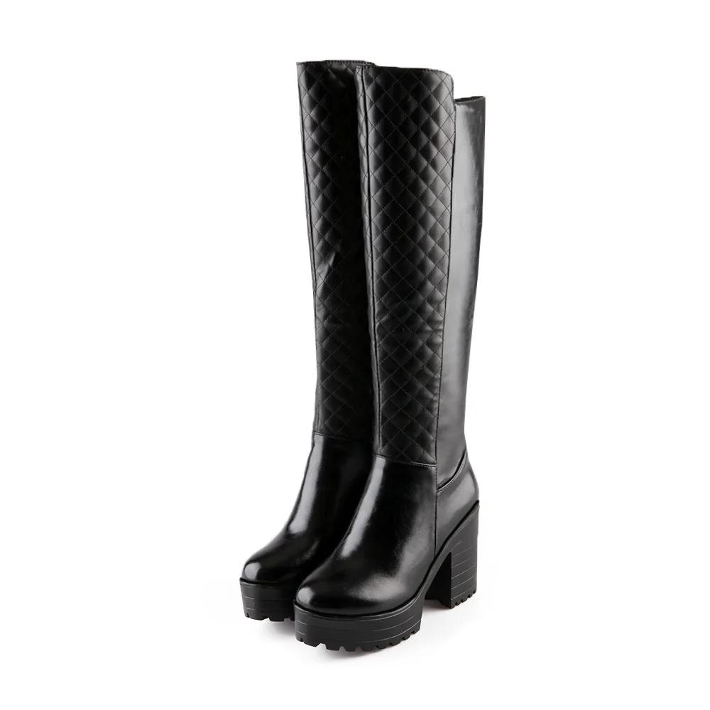 Square High Heels Riding Boots Women Thick Platform Women's Knee High Boots Roma Botas Mujer Sexy Winter Shoes Woman