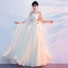 Women's Champagne Guzheng Solo Evening Dress - Grand Chorus Performance & Poetry Recitation Costume 2025