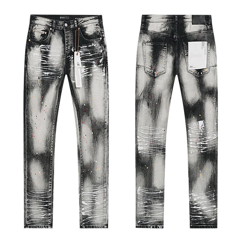European and American Purple Slim Men's Trendy Light Luxury Elastic Jeans