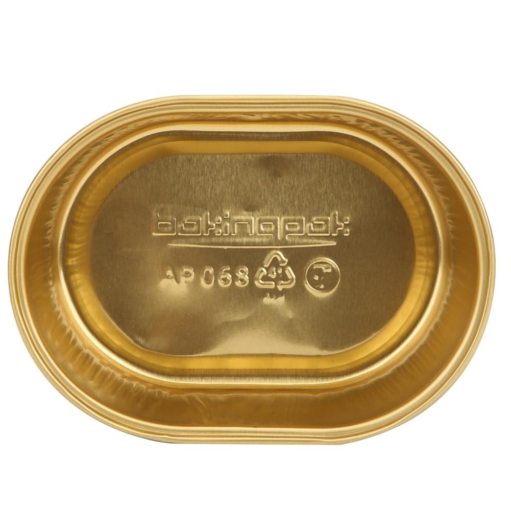 10Pcs Disposable Oval‑Shaped Aluminum Foil Cake Baking Cup Mold with Lid Kitchen Accessory(Gold )
