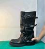 Women's boots big tube circumference belt buckle locomotive pants stacking boots thick heel boots new long tube fashion thick bottom cloth
