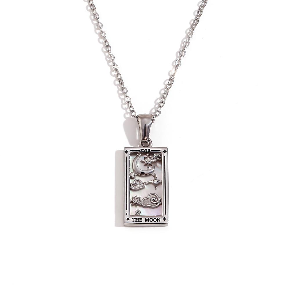 E.B.belle Original New Tarot Queen Lover Magician Moon Necklace Tarnish Free Stainless Steel Jewelry 18K Gold Plated Decoration