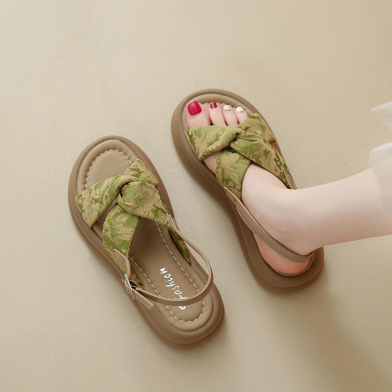 Platform Sandals Women's 2025 New Summer Outer Wear National Style Slippers with Skirts Muffin Heightening Cool Slippers Are Not Tired
