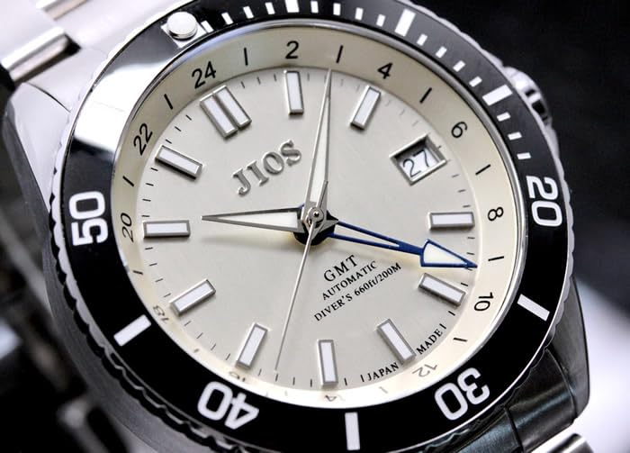 JIOS GMT GMT Made In Automatic Stainless Steel Sapphire DIVER'S104 Diver's Watch, Japan, Men's Watch, Strap, Crystal, Off-White
