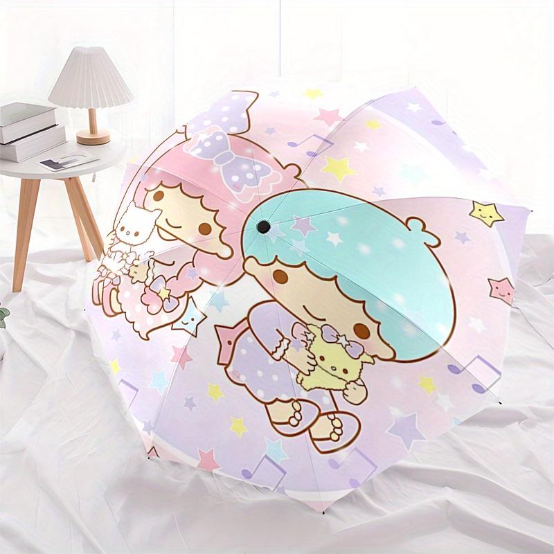 Little Twin Stars, Sanrio Characters Automatic opening and closing folding umbrella with 8-rib frame and compact travel design, perfect for
