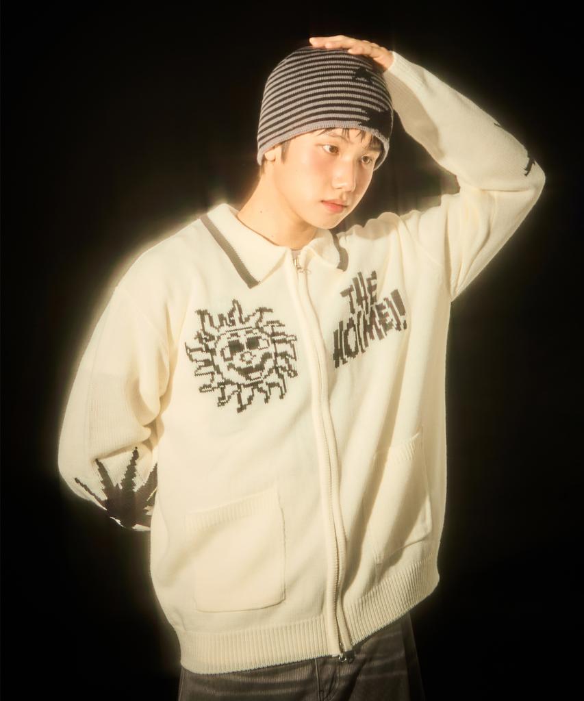 VIDEO JOCKEY Star'S House Cowichan Knit Zip-Up [Ivory]