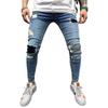 Men's Jeans Ripped European and American Long Zipper Men's Pencil Pants
