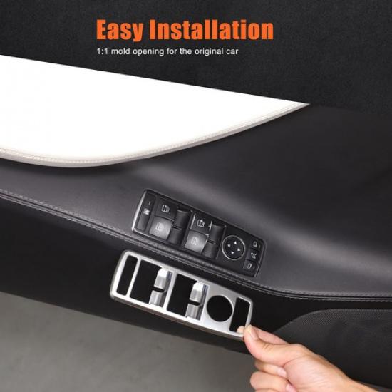 Silver ABS Window Lift Button Panel Cover Trim For Tesla Model S 2014+