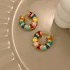 French Romantic Retro Enamel Round Gold Color Ear Buckle  New Hoop Earrings for Womens Fashion Luxury Jewelry