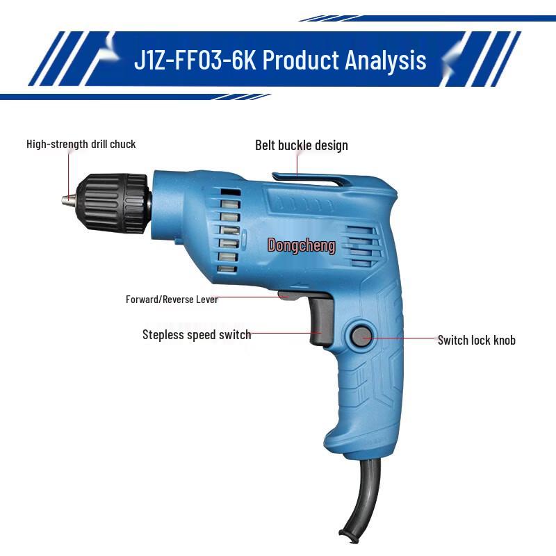 Dongcheng 420W Electric Drill/Screwdriver J1Z-FF03-6K CN plug (adapter included)